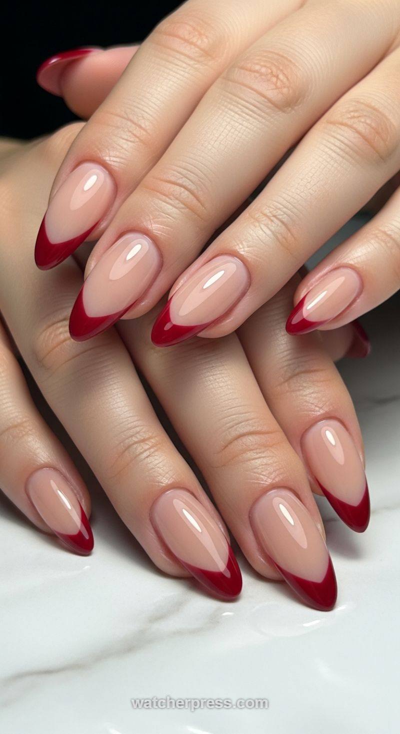 Classic Glamour: The Scarlet V-Tip Manicure