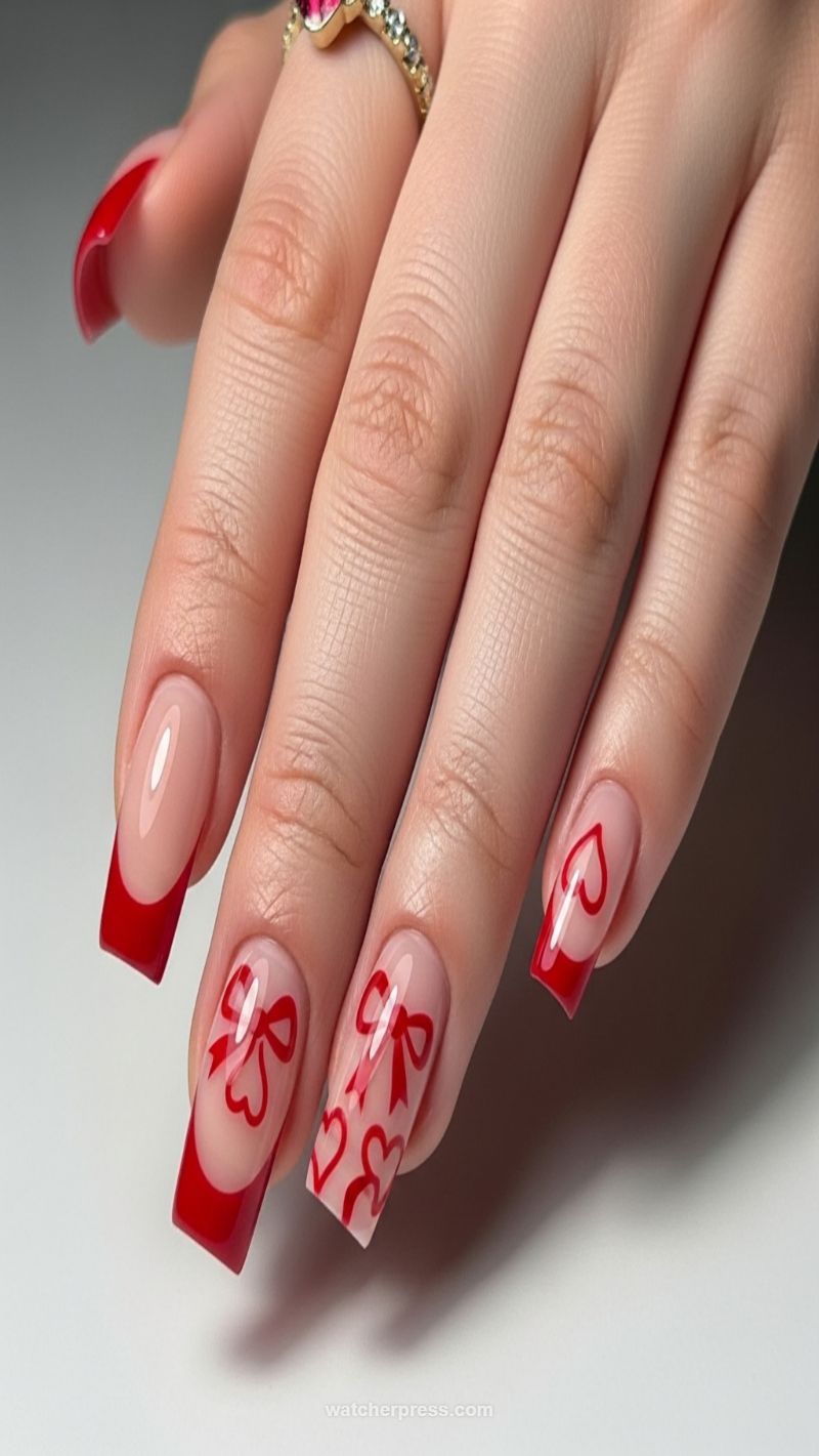 Classic Valentine's Red French with Bow Accents