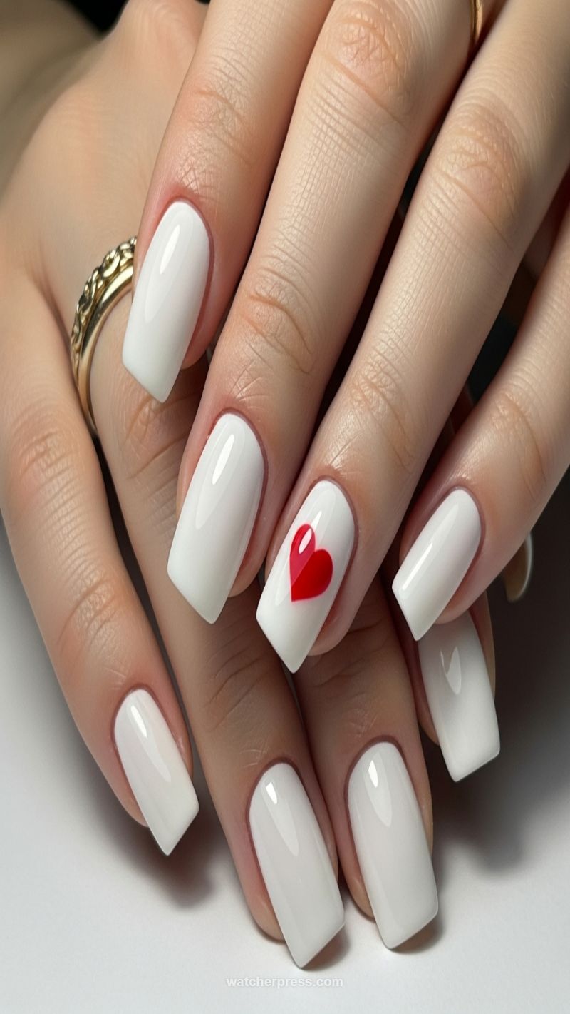 Clean White Canvas with a Pop of Red Heart