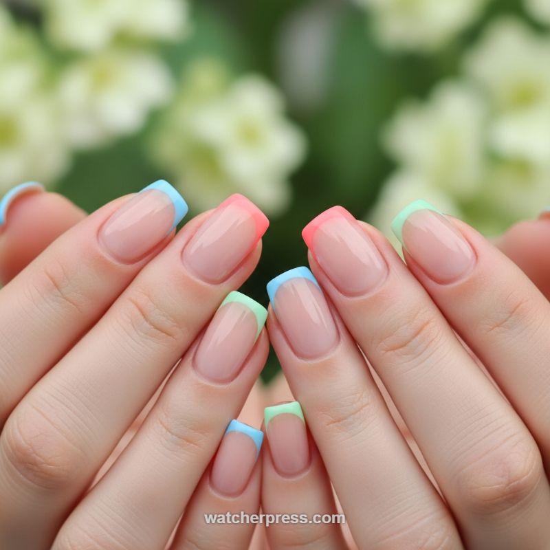 Color-Block French Tips for Spring