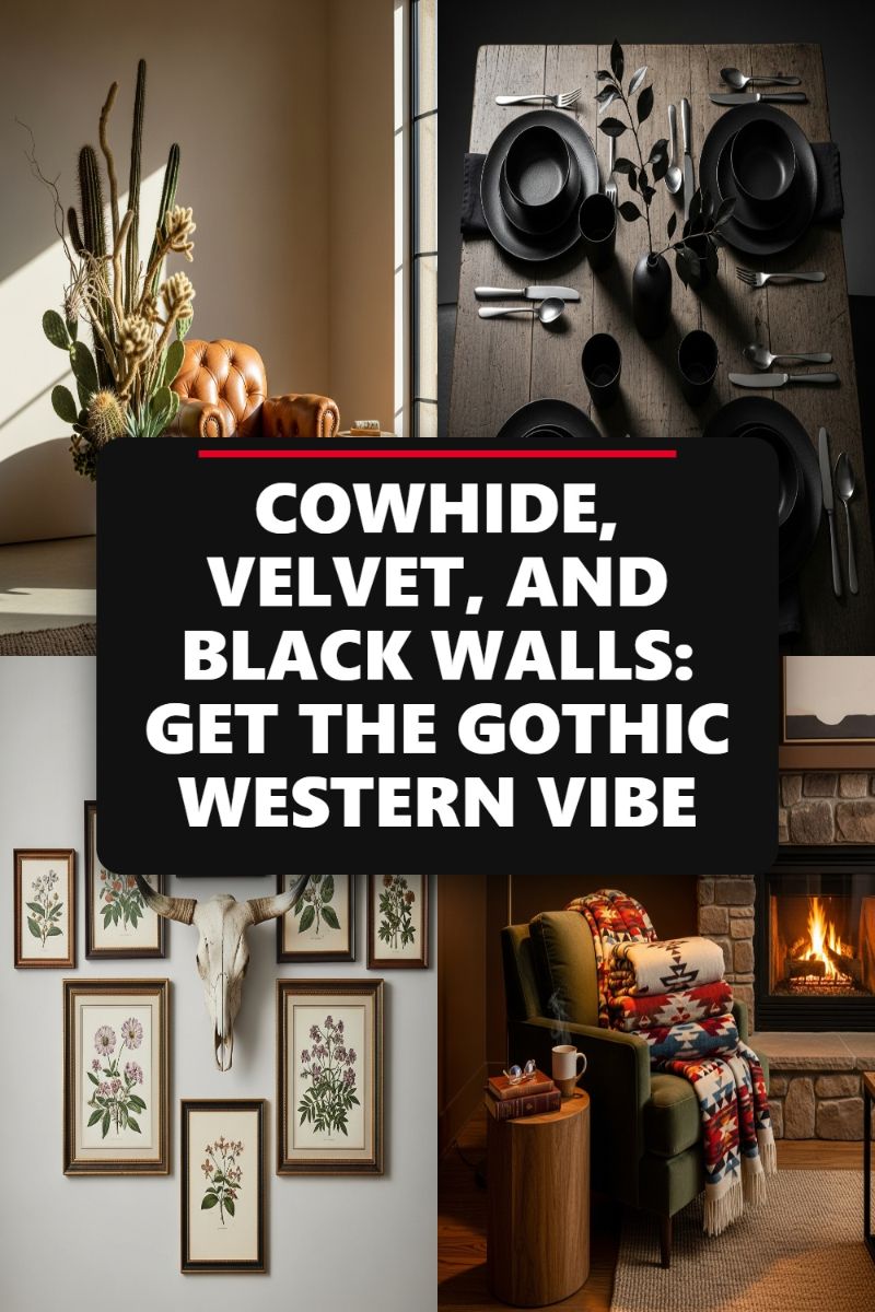 COWHIDE, VELVET, AND BLACK WALLS: GET THE GOTHIC WESTERN VIBE