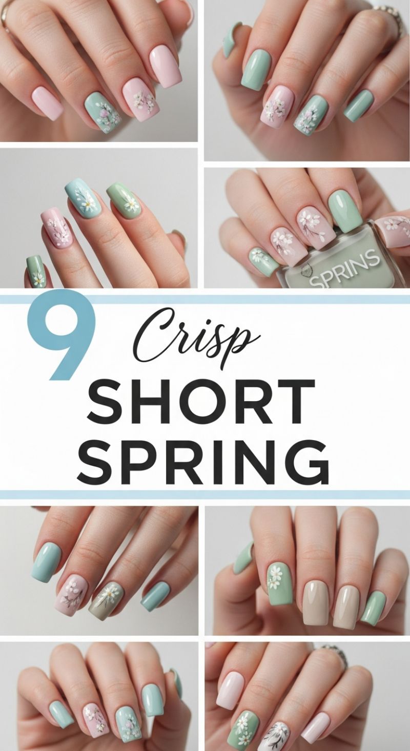 Crisp Short Spring Florals: Pastel & Floral Accent Nails
