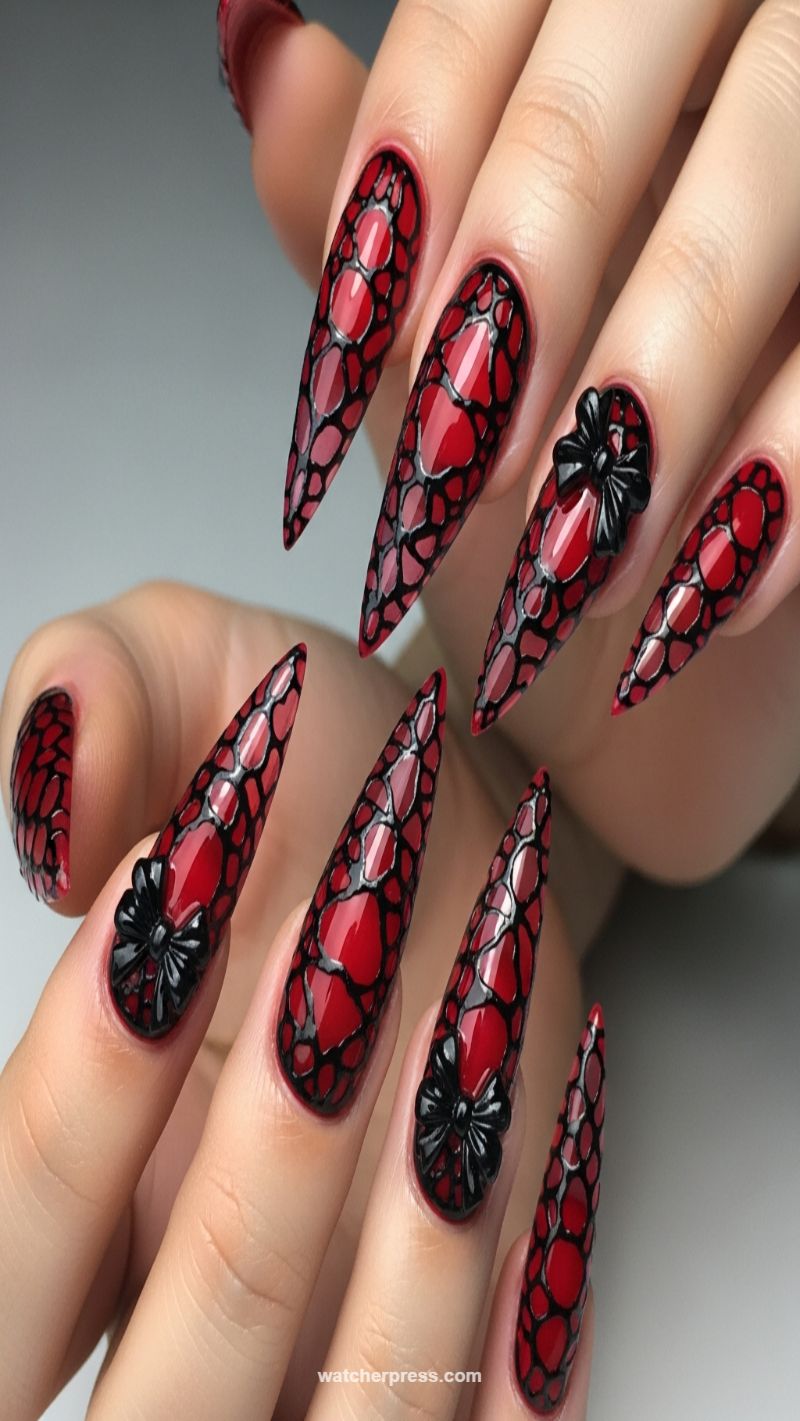 Dark Artistry: Red Stained Glass with 3D Bows