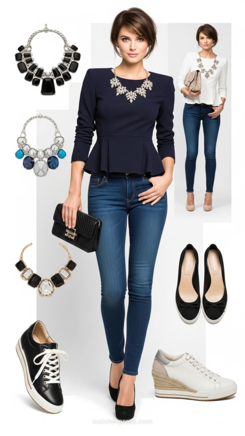 Daytime Chic: Peplum Tops and Versatile Denim