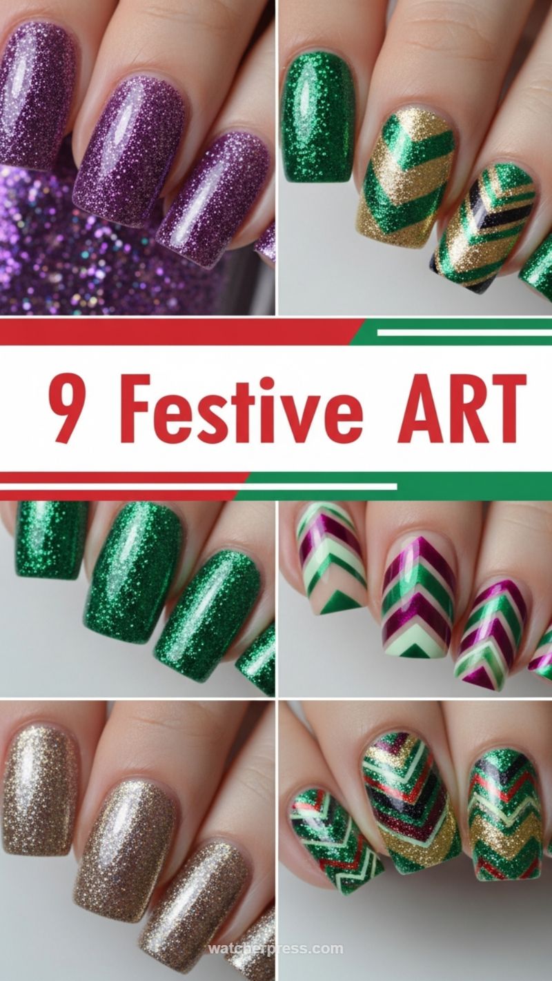 Deck the Nails: 9 Festive Glitter and Chevron Holiday Arts