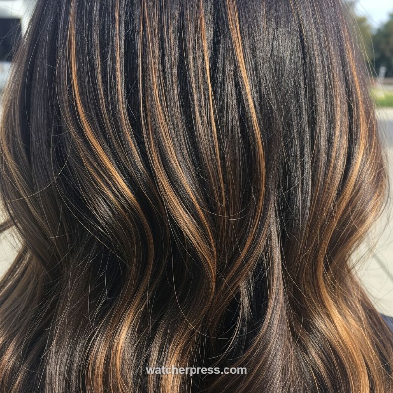 Deep Chocolate Base with Subtle Caramel Ribbon Highlights