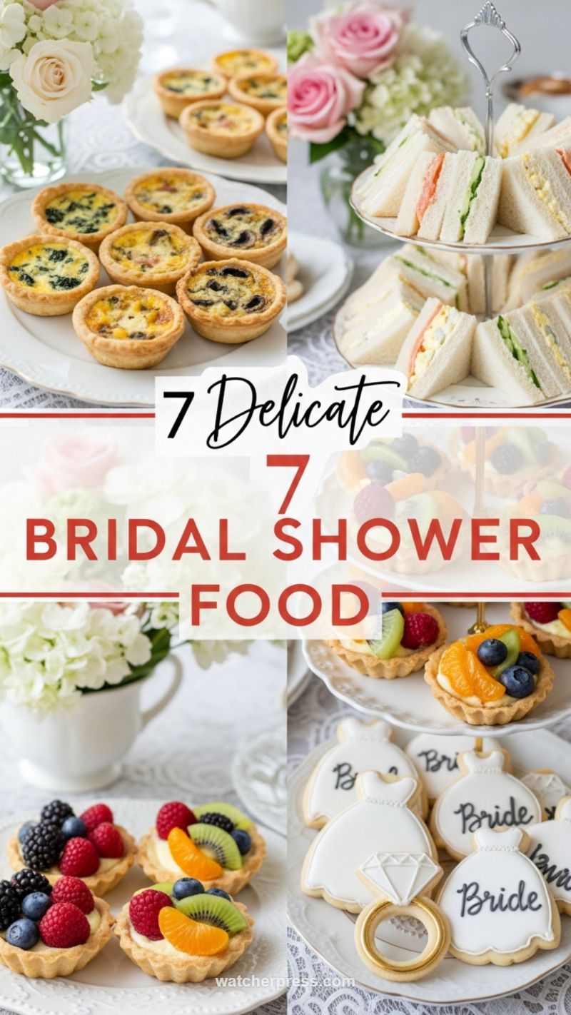 Delicate Bridal Shower Delights: Mini Quiches, Sandwiches & Fruit Tarts