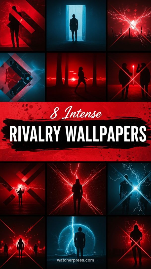 Digital Duality: High-Contrast Red and Cyan Conflict Wallpapers