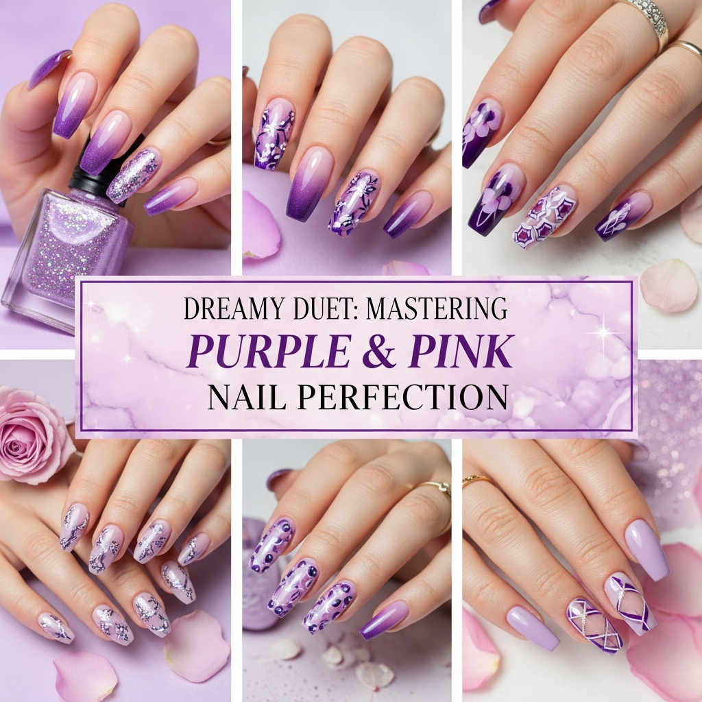 Dreamy Duet: Mastering Purple & Pink Nail Perfection