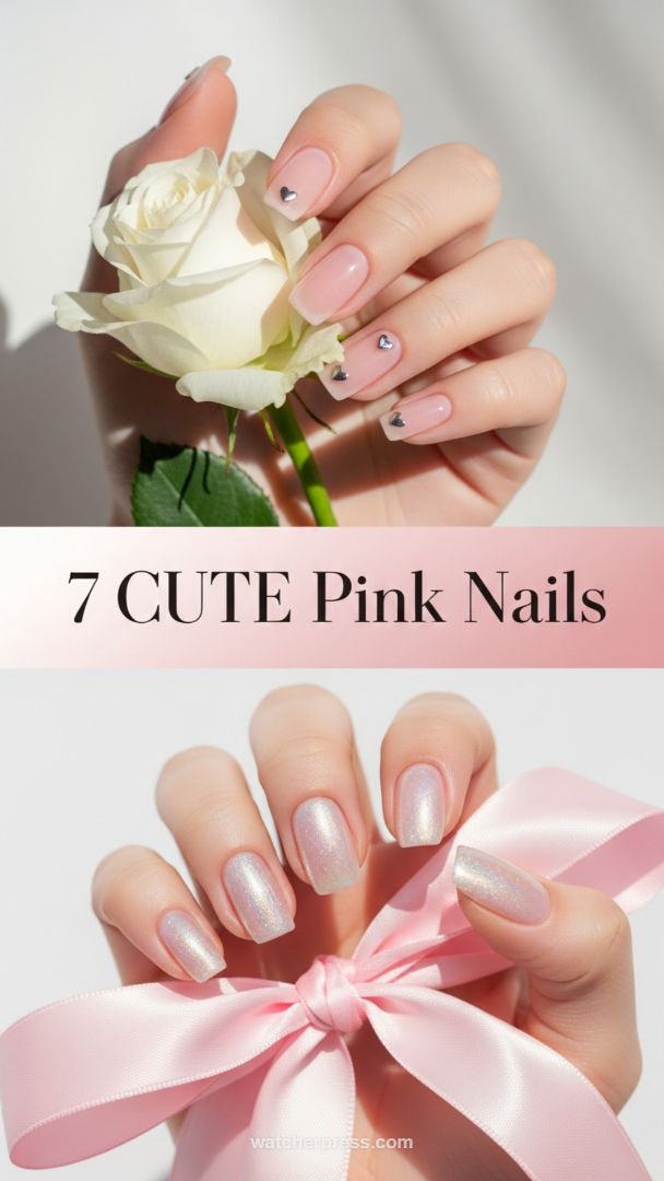 Dual Pink Perfection: Mastering the Elegant Squoval Shape in Sheer and Iridescent Finishes.