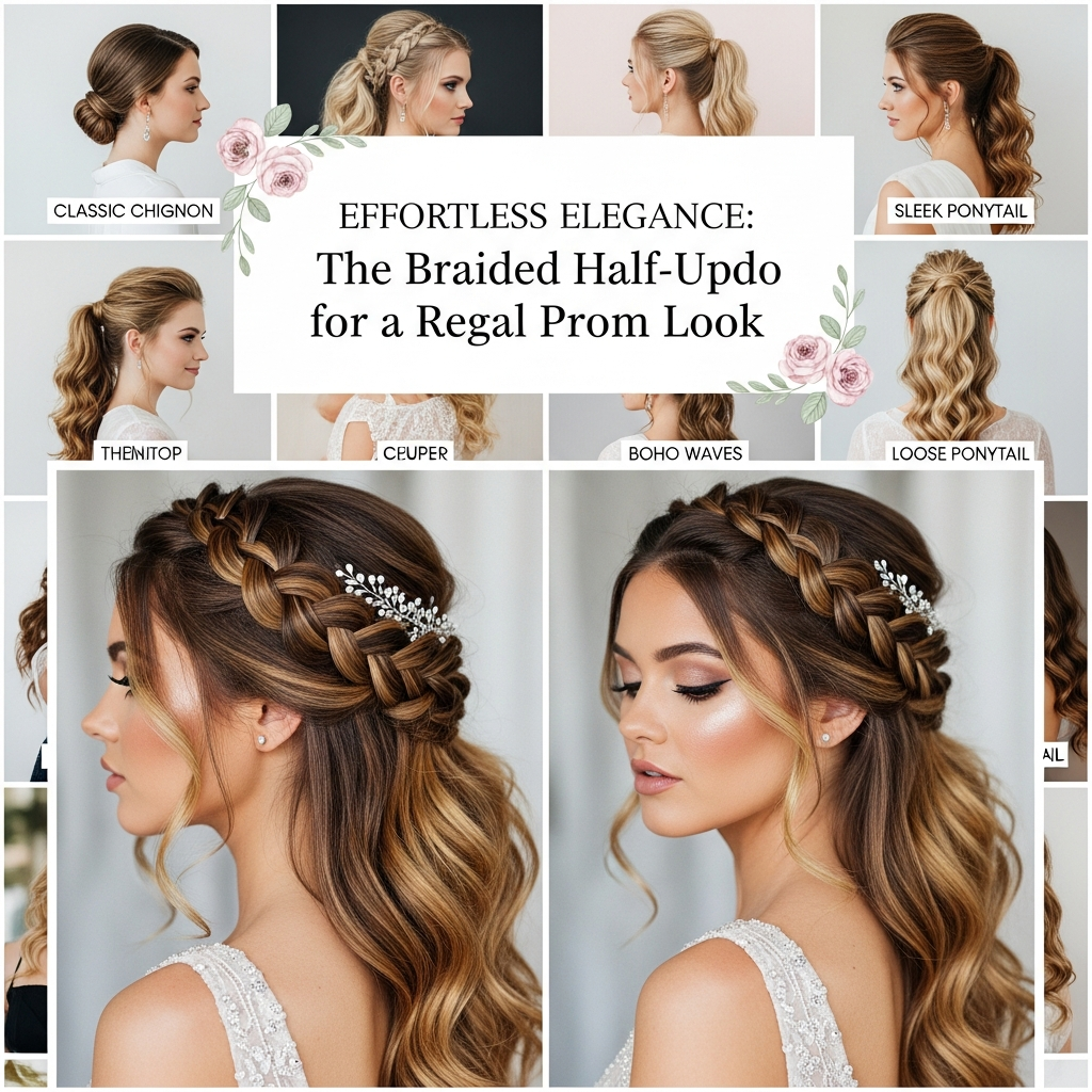Effortless Elegance: The Braided Half-Updo for a Regal Prom Look