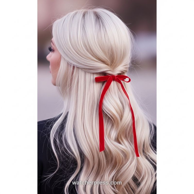 Effortless Elegance: The Velvet Ribbon Half-Updo
