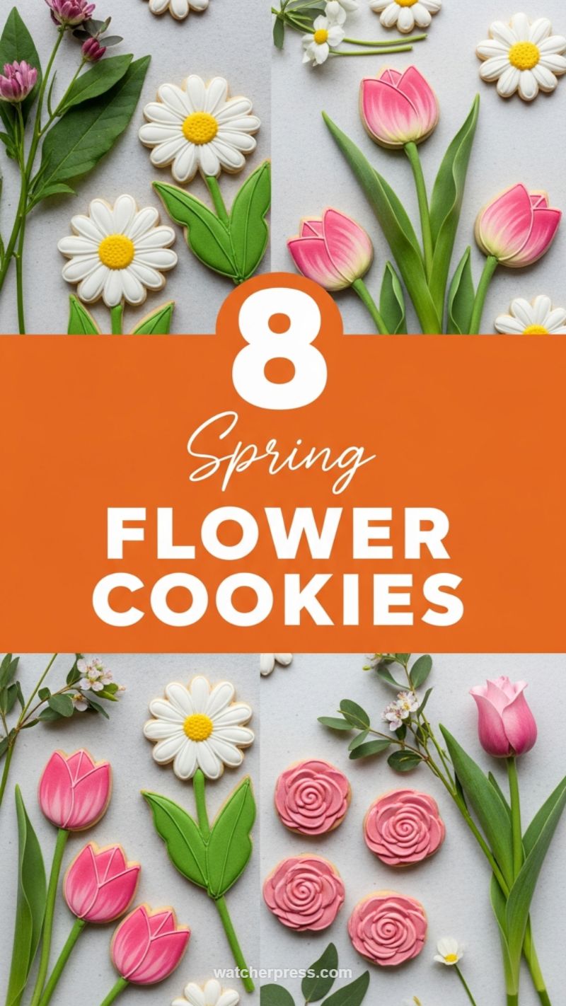 Elegant Spring Daisy and Tulip Flower Cookies