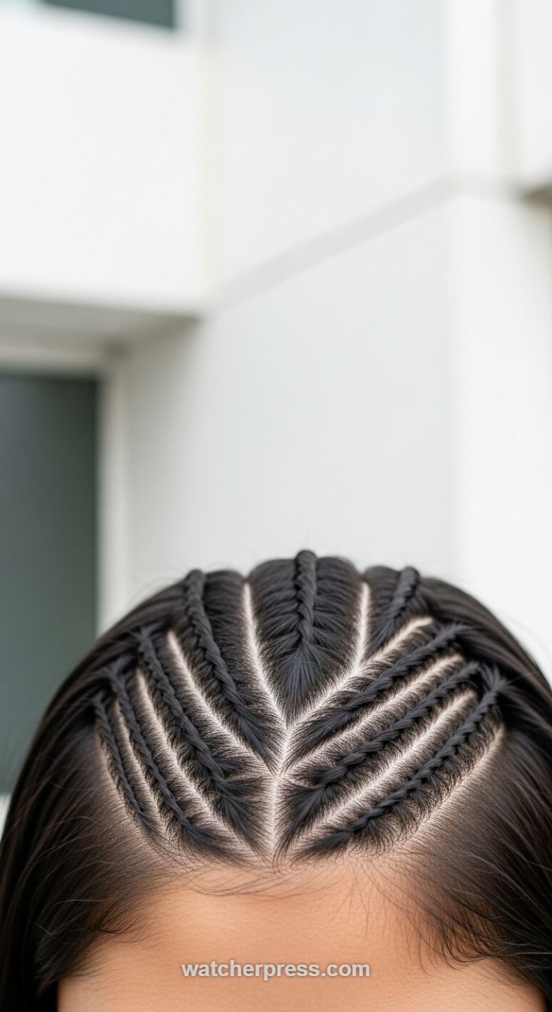 Elegant V-Shape Cornrows: Precision Parting for High Definition Style