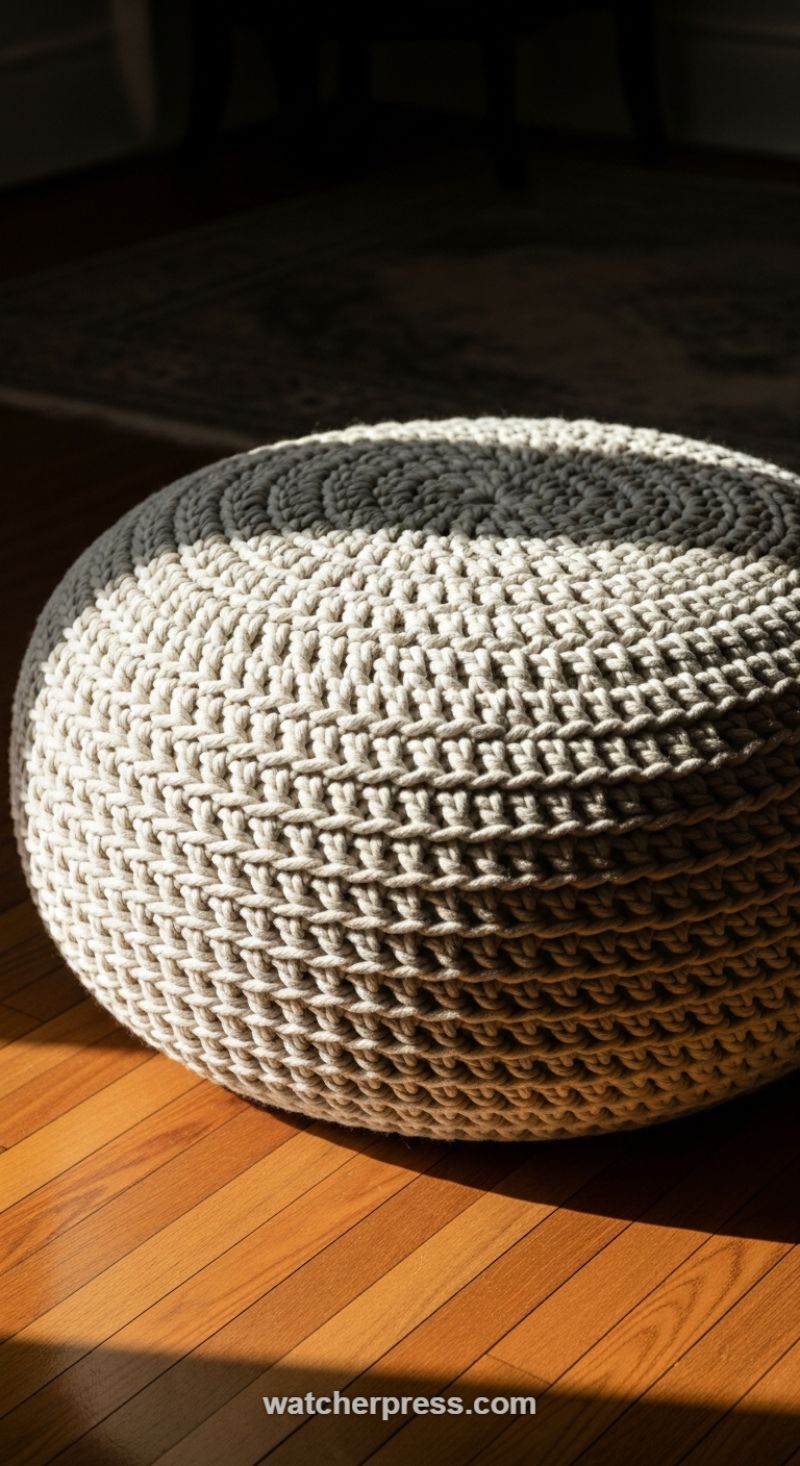 Elevate Coziness with a Chunky Crocheted Pouf