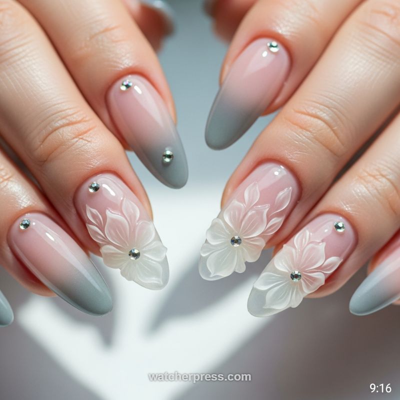 Elevated Ombre with 3D Sculptural Frosted Flowers