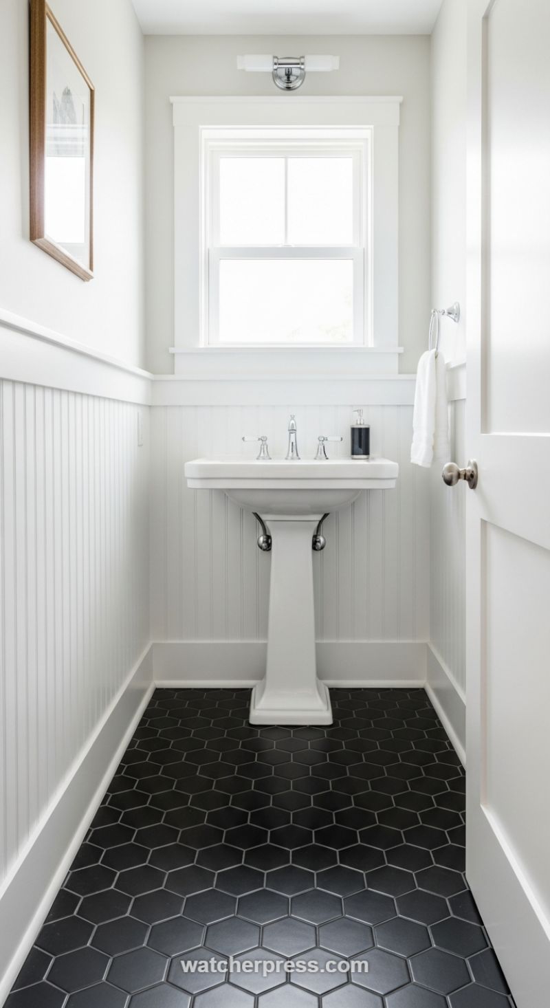 Elevating Texture with High-Contrast Flooring and Classic Trim