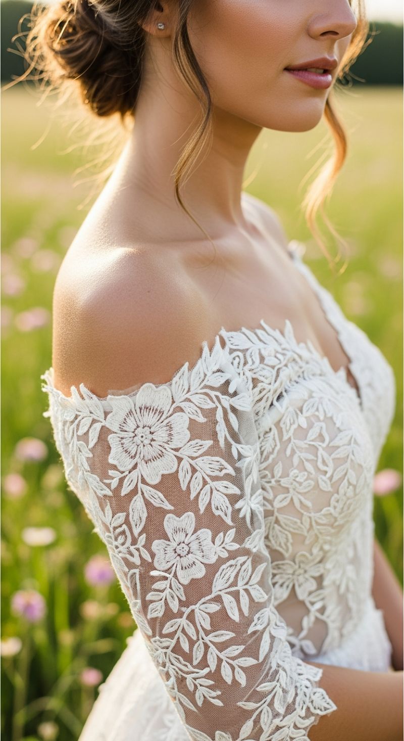 Ethereal Off-the-Shoulder Lace for the Bohemian Bride