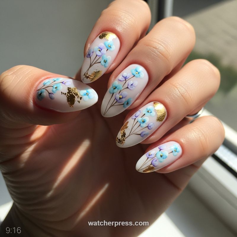 Ethereal Watercolor Florals with Gold Leaf Accents