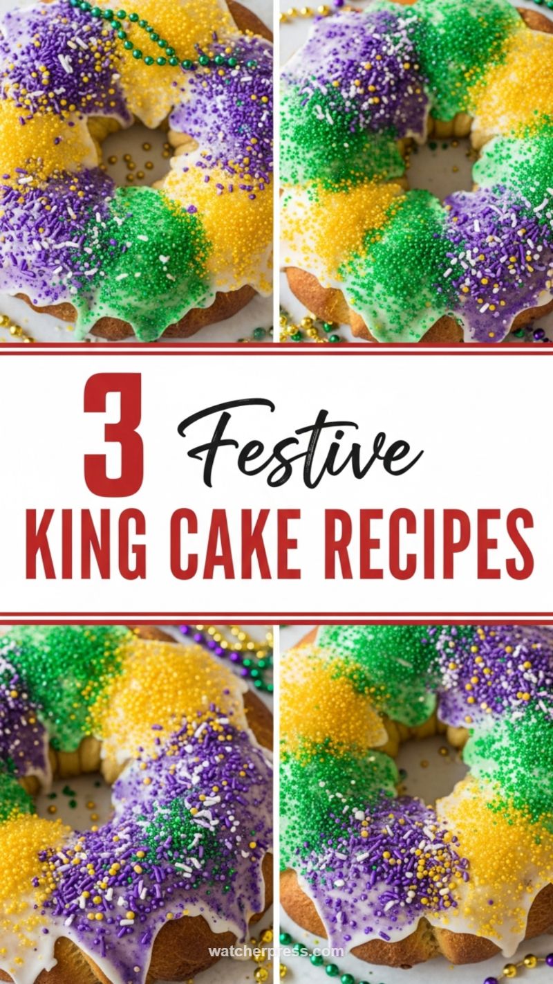 Festive Mardi Gras King Cake