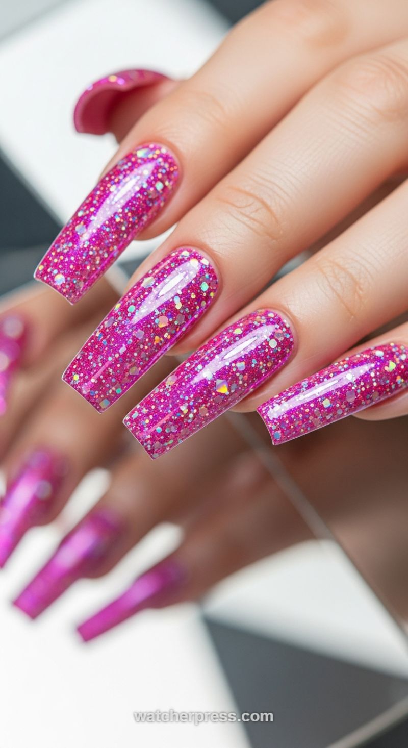 Fuchsia Glitter Bomb: The Ultimate Valentine's Statement Mani