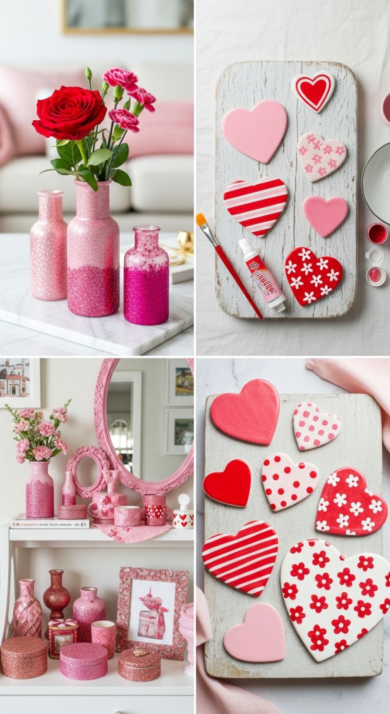 Glitter-Dipped Ombre Vases & Last-Minute Heart Décor Ideas