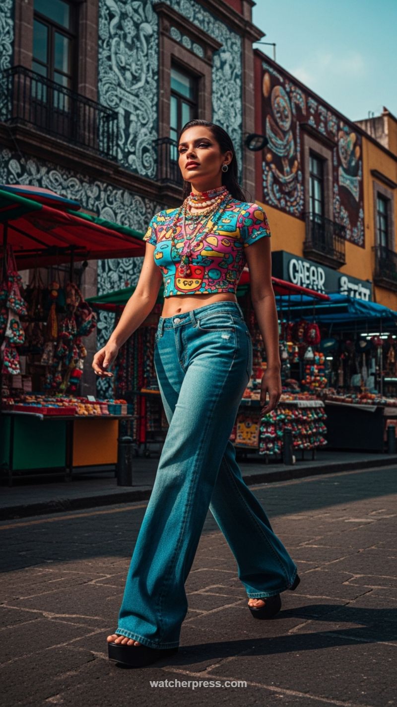 Global Street Style: Maximalist Crop Tops and Wide Denim