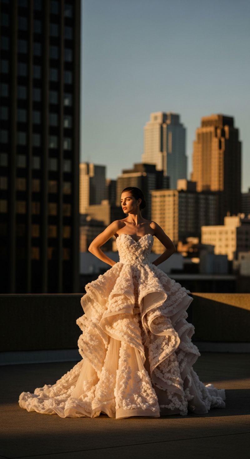 Golden Hour Glamour: Mastering the Rooftop Ballgown Aesthetic
