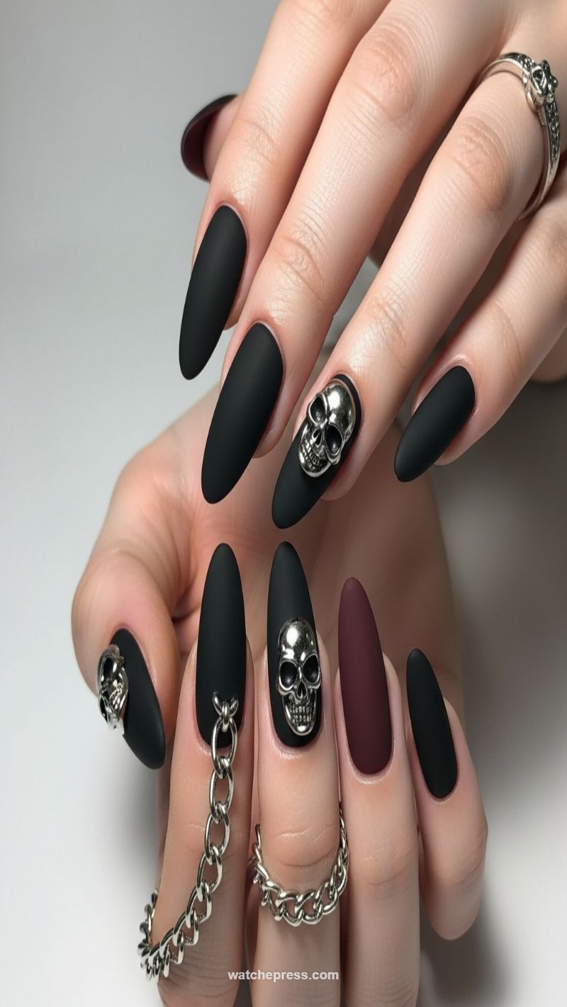 Goth Matte Skull Almonde