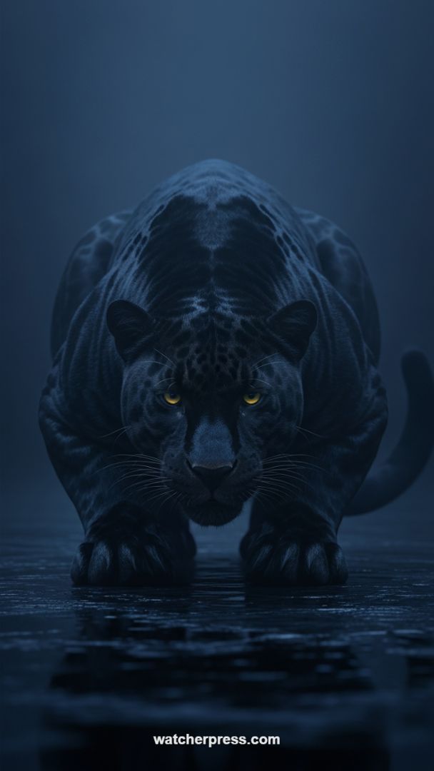 Gothic Luxe: High-Contrast Midnight Panther Aesthetic Wallpaper