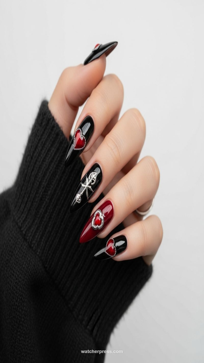Gothic Romance: Black & Red Stiletto Hearts
