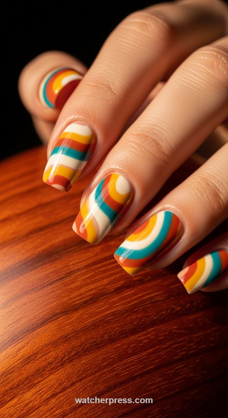 Groovy Love Swirls: A Chic, Retro-Inspired Valentine’s Mani