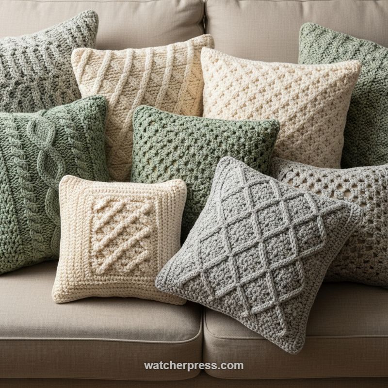 Harmonious Contrast: Layering Textured Knit Pillows in a Muted Palette