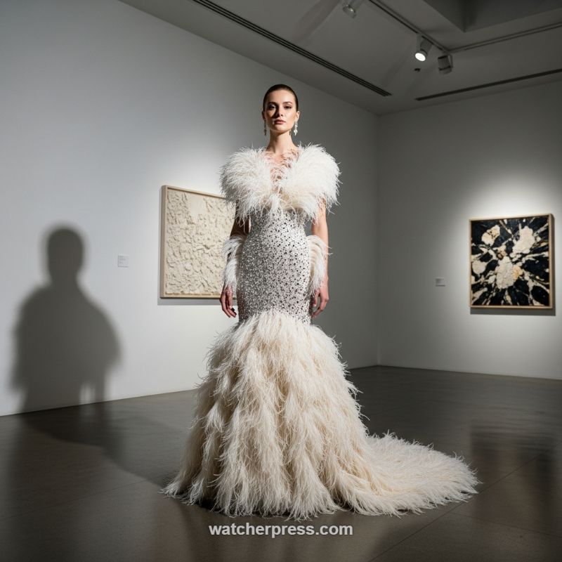 Haute Couture Opulence: Embracing the Feathered Mermaid Gown