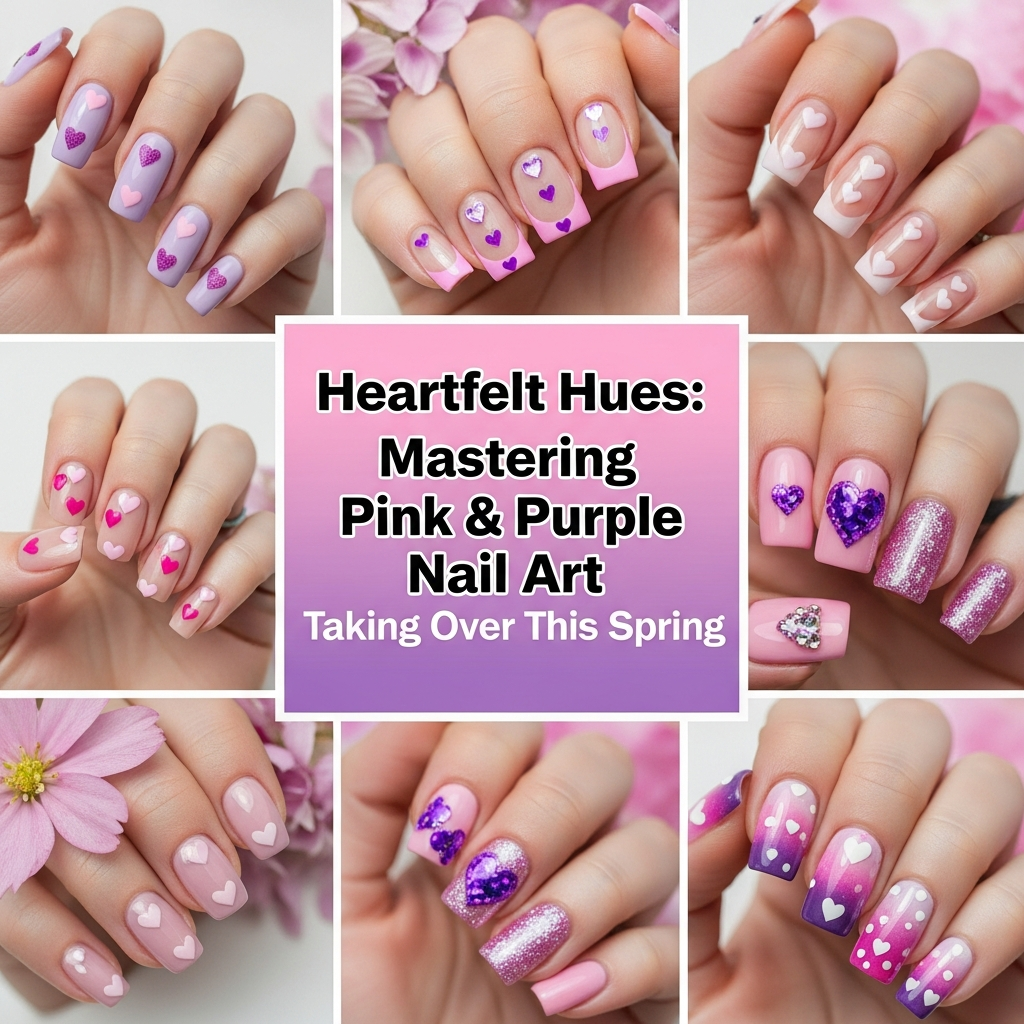 Heartfelt Hues: Mastering Pink & Purple Nail Art