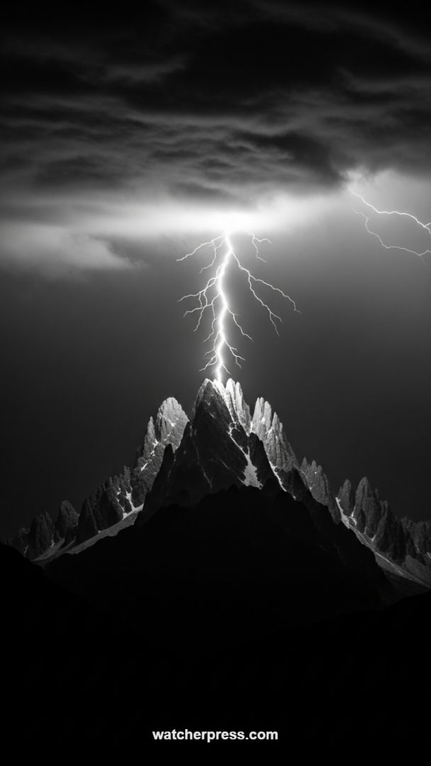 High-Contrast Drama: The Dark Academia Lightning Strike Mural