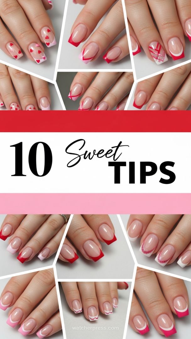 High-Gloss French Tips: 10 Luxurious Red and Pink Manicure Variations