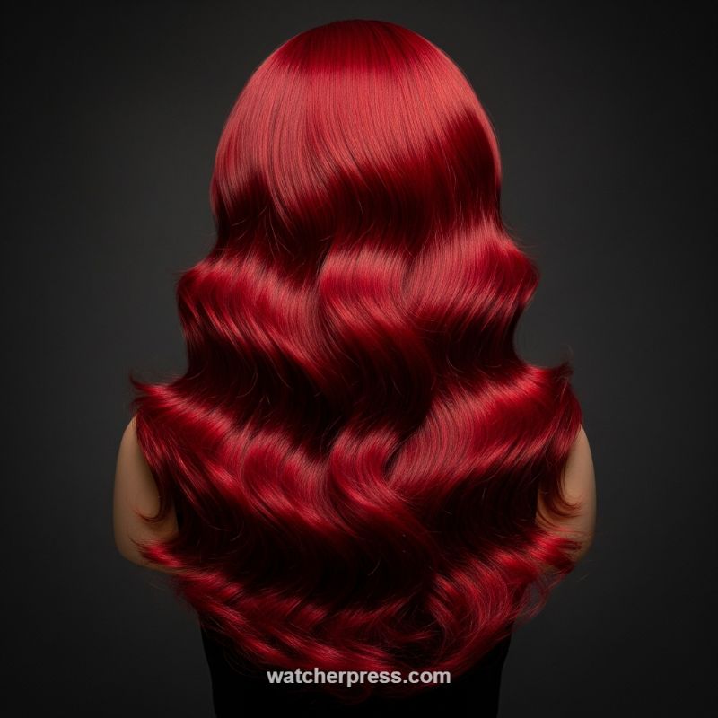 Hollywood Glam Waves in Intense Ruby Red