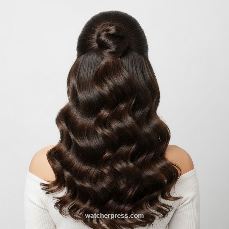 Hollywood Waves and the Sculpted Half-Up Crown