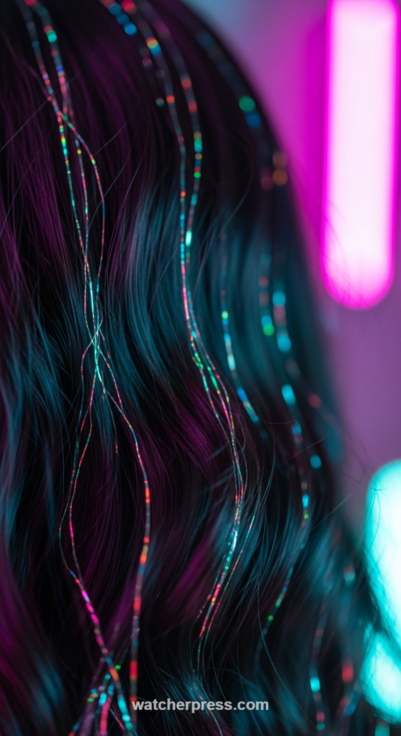 Holographic Tinsel Strands: Mastering the Neon Cyberpunk Look