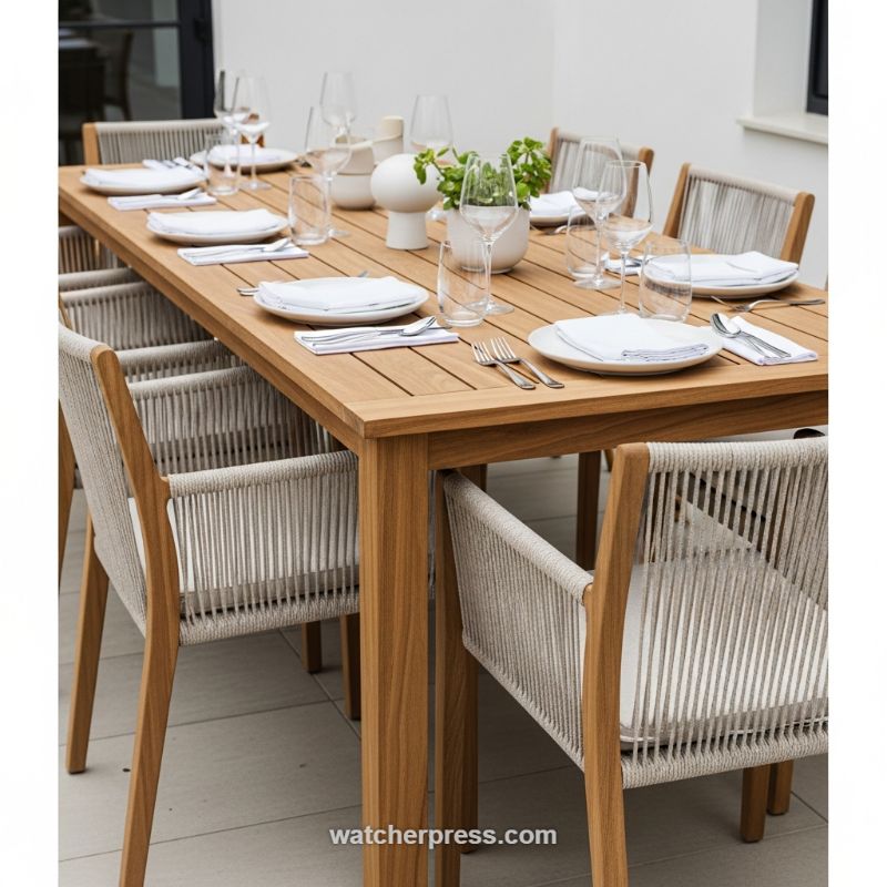 Incorporating Woven Textures and High-End Teak for Alfresco Dining