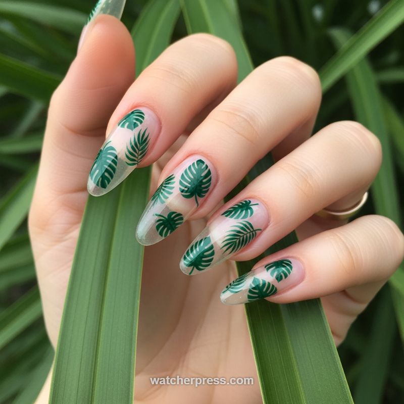Jelly Nails & Tropical Greenery: The Negative Space French