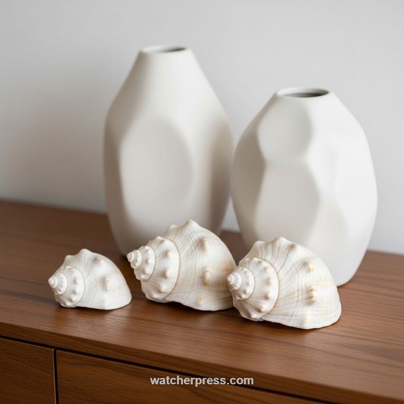 Juxtaposing Geometric Vases with Organic Shell Textures