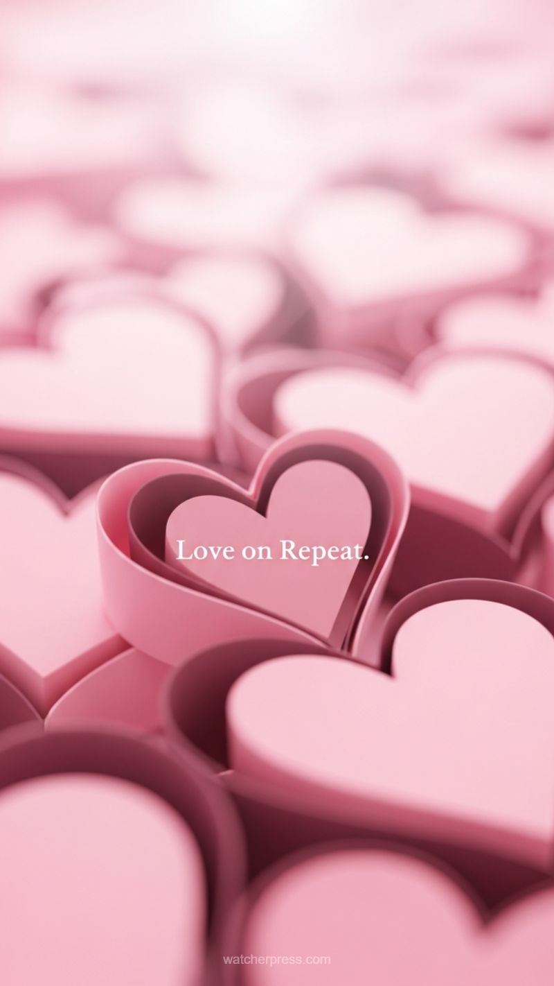 Love on Repeat: Dimensional Pink Hearts
