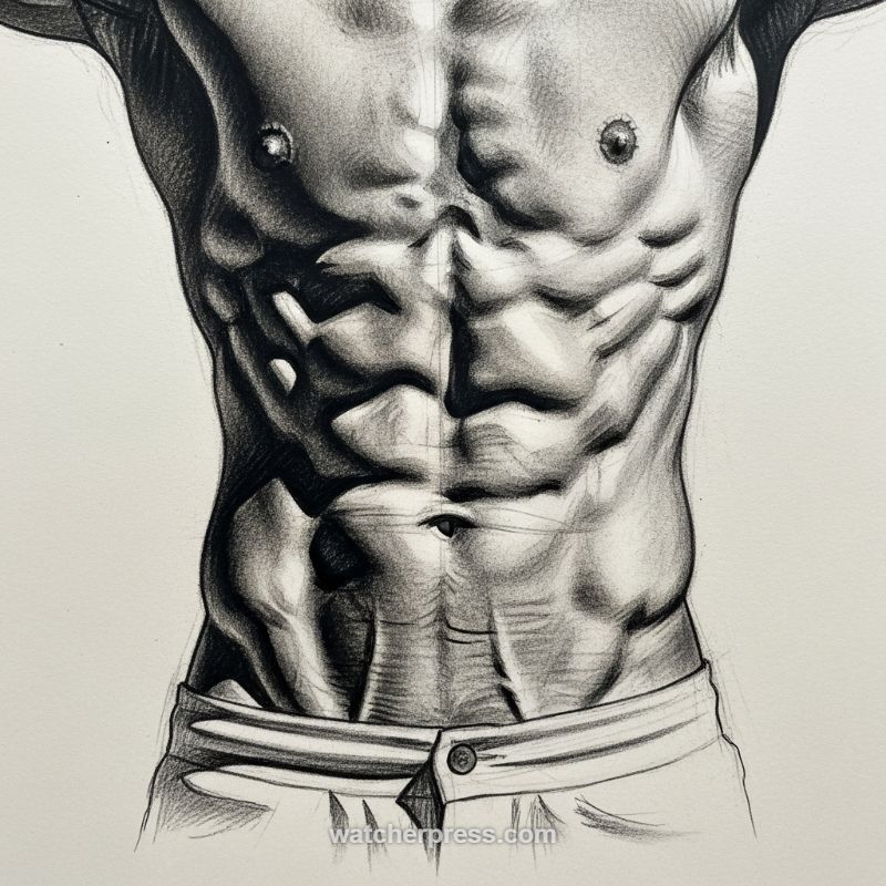 Mastering the Anatomy: Sketching the Defined Abdominal Musculature