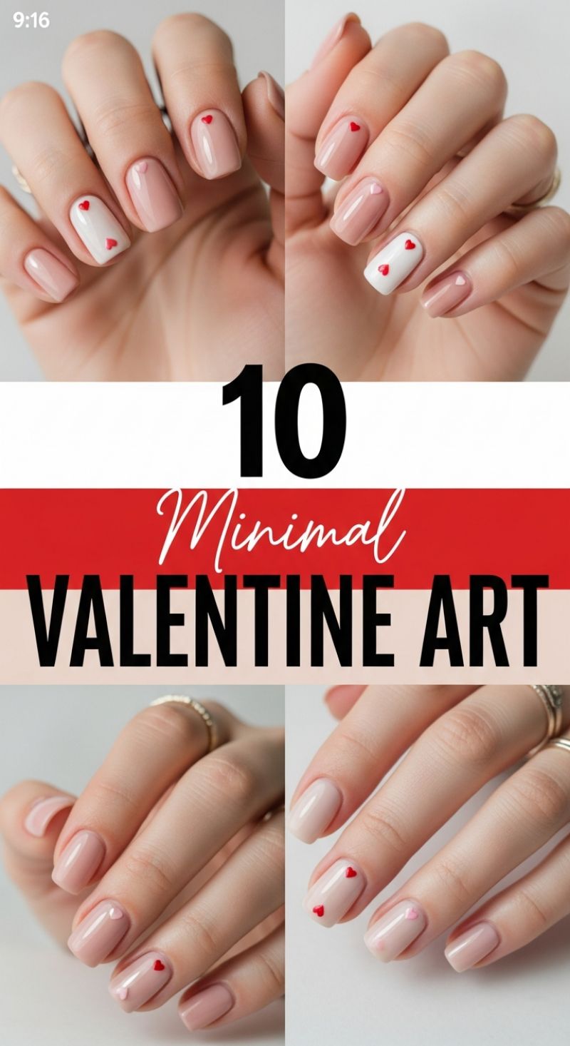 Minimal Valentine Art: The Subtle Heart Accent Manicure