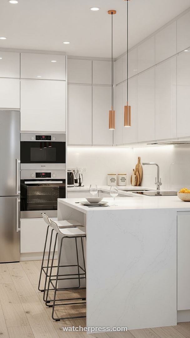 Minimalist Warmth: The Cylindrical Copper Kitchen Island Pendants