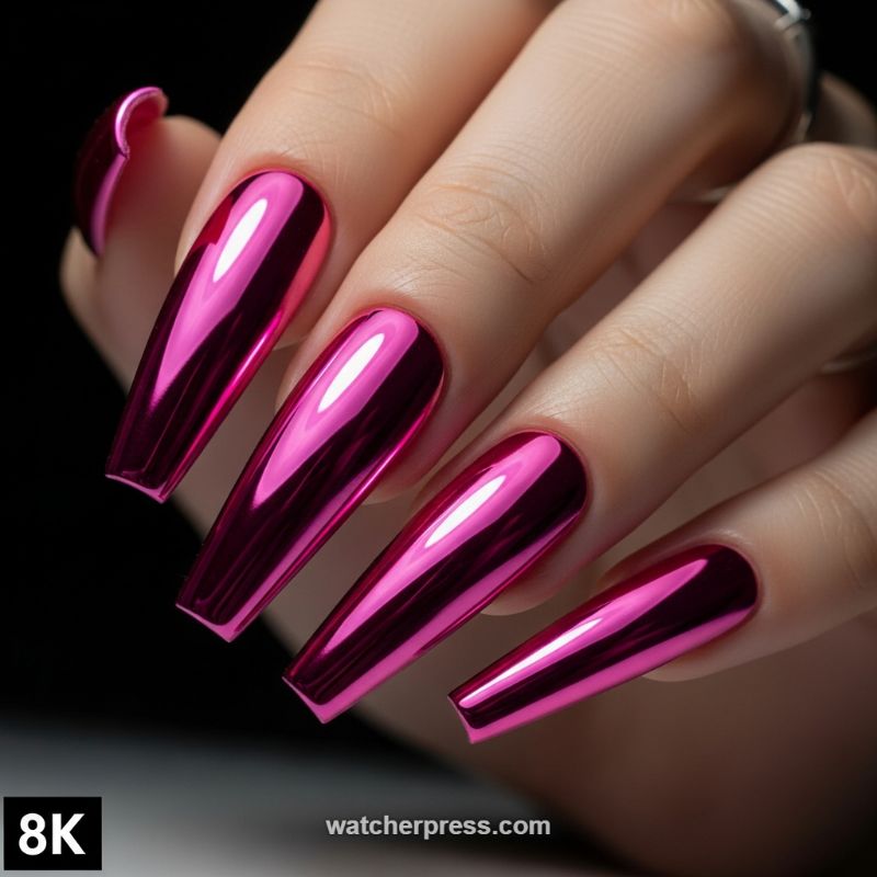 Mirror Mirror: The Hot Pink Chrome French Tip