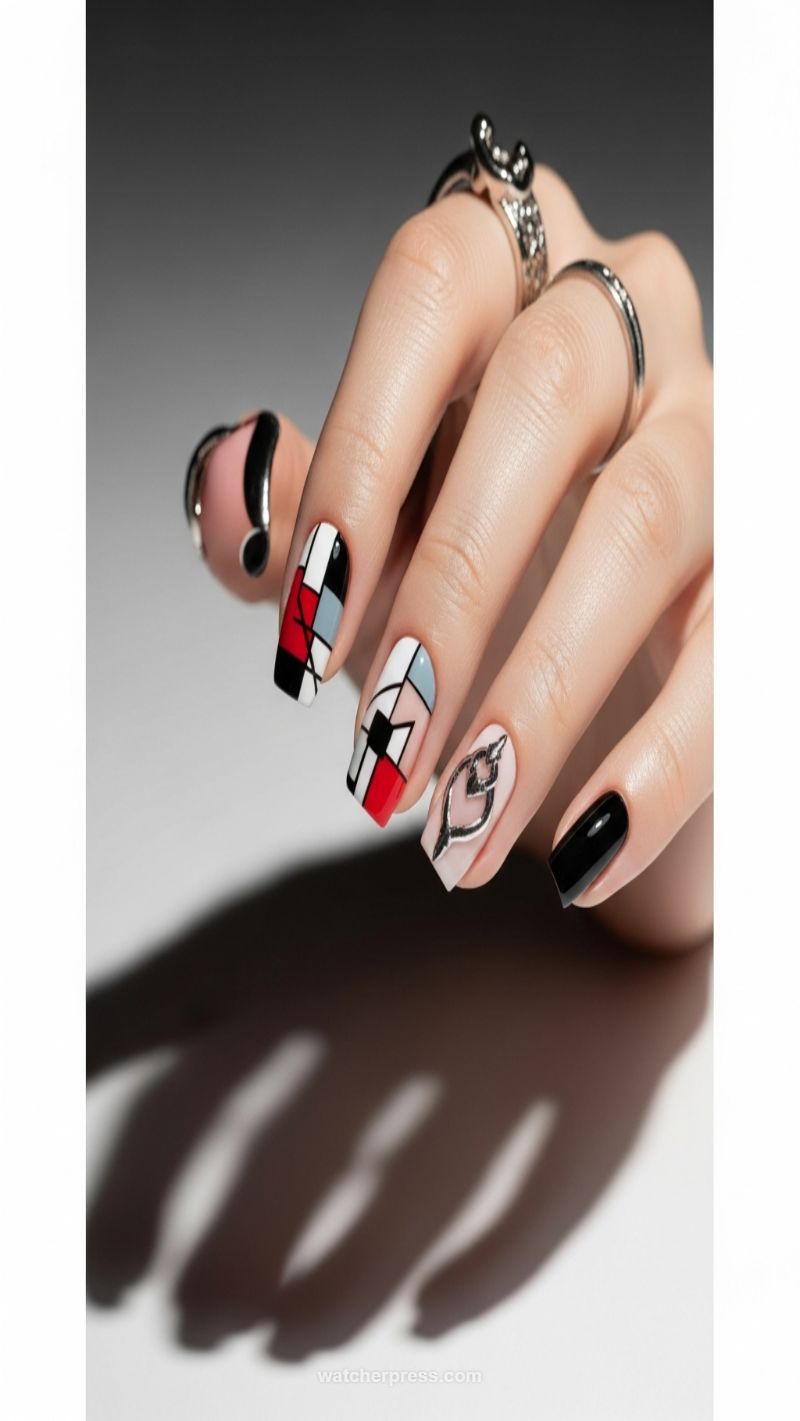 Modern Art Deco: Geometric Blocks & Abstract Swirls