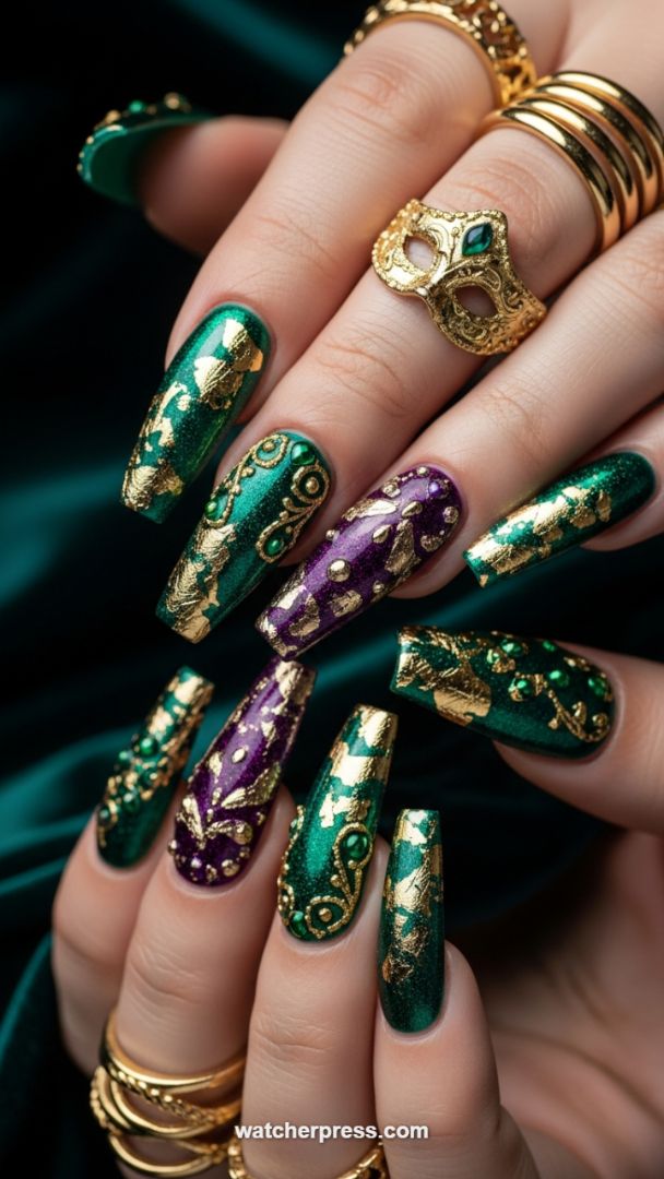 Opulent Emerald and Amethyst: Mastering 3D Gold Scrollwork and Foil Placement